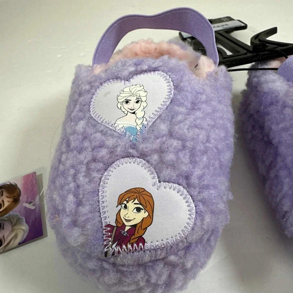 Disney Frozen Purple Slip On Slippers Back-Strap‎ Toddler Girls 5-6 New